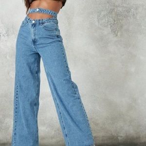 Missguided double buckle denim jeans